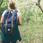 girl walking in the woods