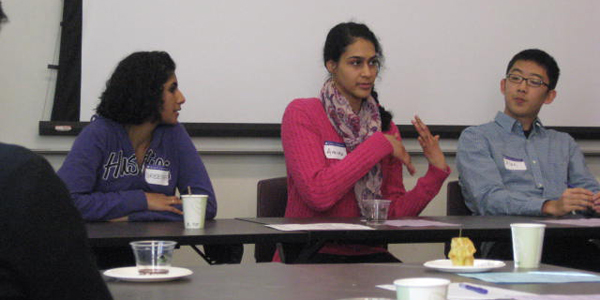 Students speak at a Dawg Daze panel event