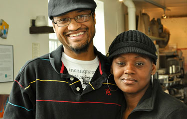 Photograph of two students