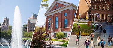 Collage of UW campuses in Seattle, Tacoma and Bothell