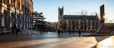 Sunset over Red Square on the UW campus