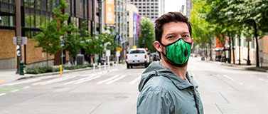 Male student wearing face mask