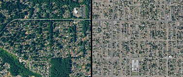 Aerial view of street grid map