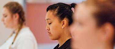 Mindfulness techniques, such as breathing , yoga and meditation, were among some of the lessons taught in a program called Be REAL, which UW researchers created and have have been studying for its impact on student mental health around campus.Jacob Hilsabeck for UW Recreation