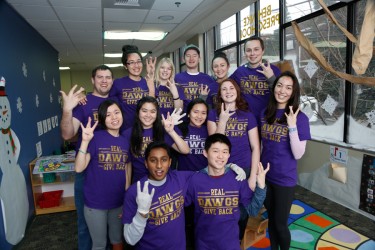 SPEP students show their Husky pride as volunteers in United Way of King County's Martin Luther King Jr. Day of Service event. Every year, SPEP leaders and volunteers donate hundreds of hours of service throughout the community.