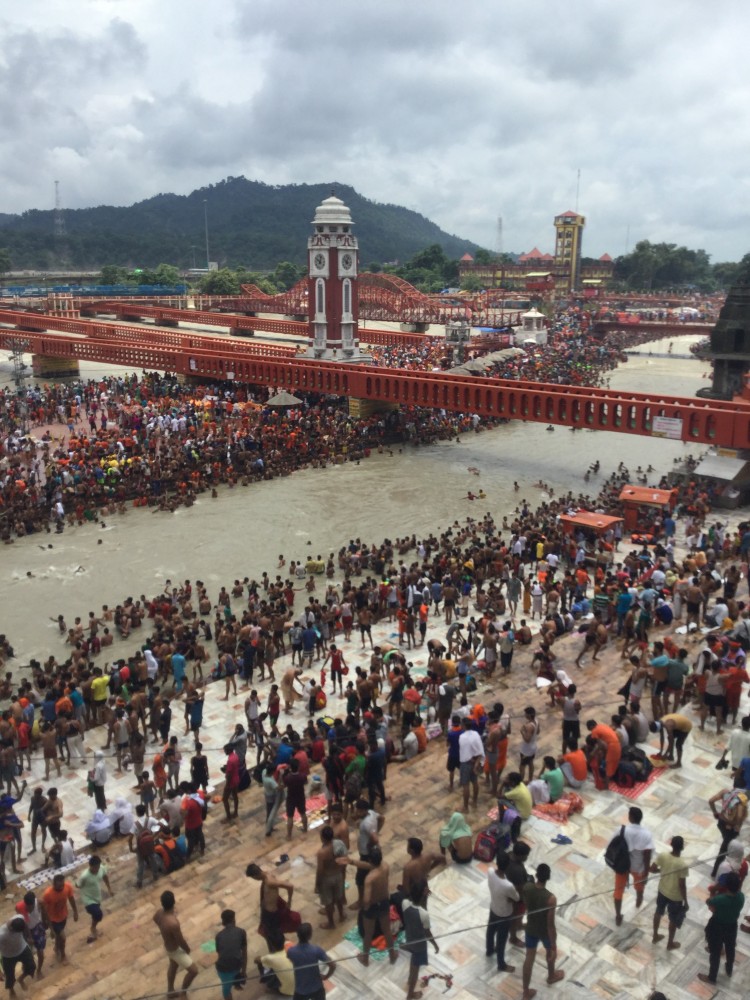 The ancient city of Haridwar, India, on the Ganges River. Bell visited during the Maha Shivaratri festival.