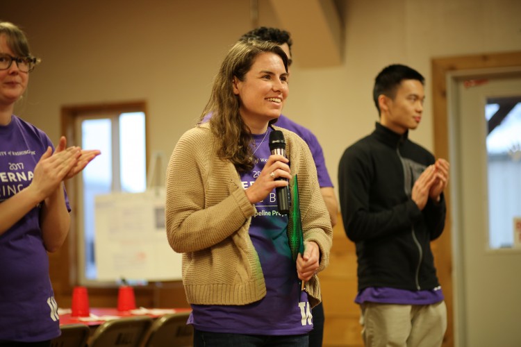 Meaghan Ferrick Pipeline Neah Bay 2017_370.JPG Caption: Project Facilitator Meaghan Ferrick and her team of six UW student volunteers were able to host an on-site community celebration in Neah Bay at the end of the week.