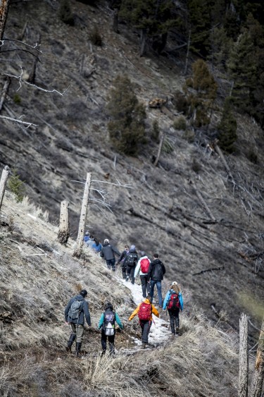 Meyer leads students to the remnants of a cougar kill in the backcountry, where they learn about the big cat’s hunting techniques and more.
