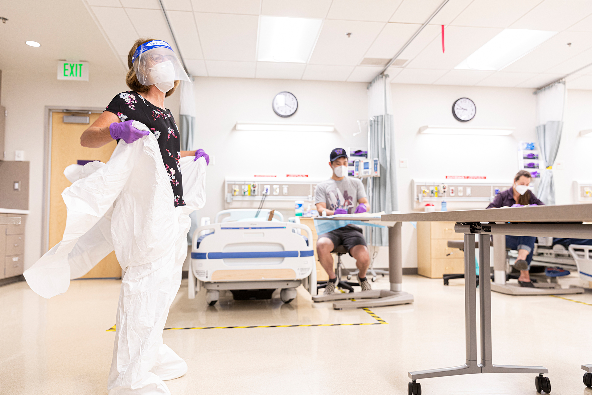 Students practice physical distancing in nursing class during Covid-19 outbreak of 2020