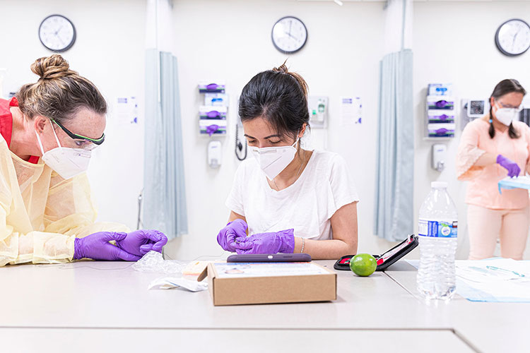 Nursing students in lab