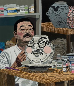 Jonas Wood, Akio Takamori, 2014, oil and acrylic on linen, 42 x 36 inches