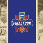 Final Four logo and UW Womens Basketball players