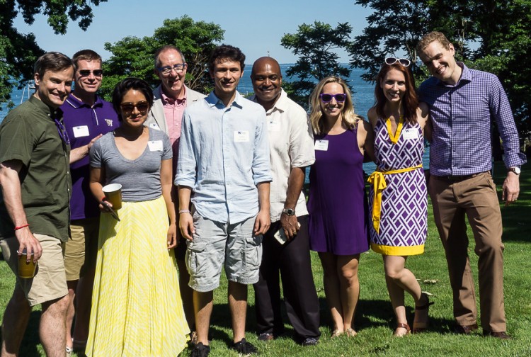 Elisa Pupko and Mike Pope (second from the right and furthest right), with other New York Huskies at the chapter's annual barbecue in June 2016