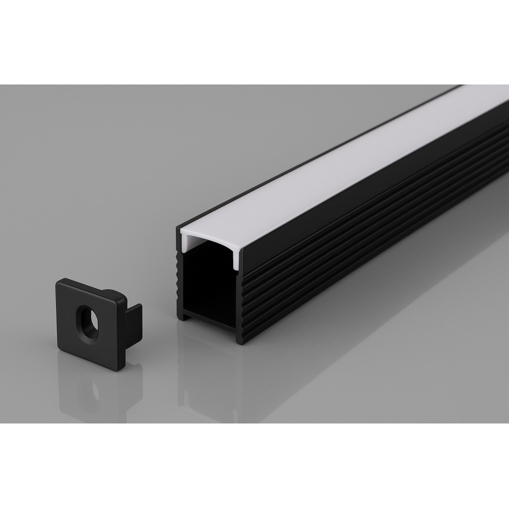 Perfil AL 0809 Sobrepor Preto 2 m