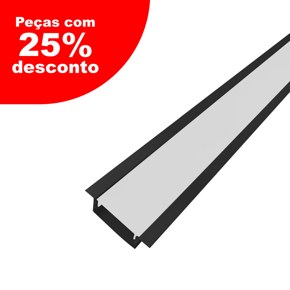 Perfil AL 2610 Embutir Preto 6 M