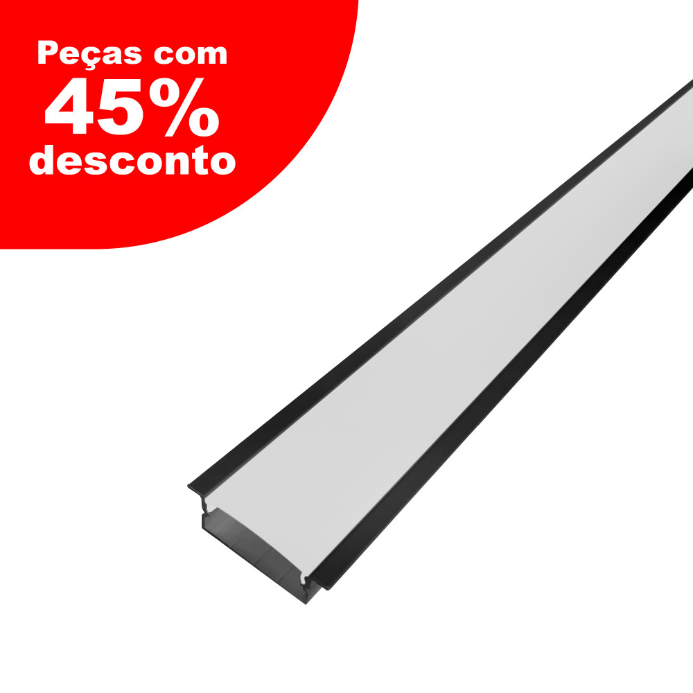 Perfil AL 3010 Embutir Preto 6 M