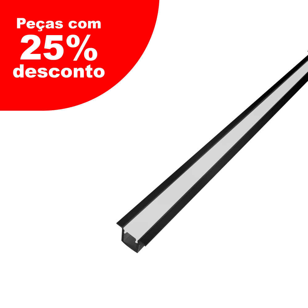 Perfil AL 2315 Embutir Preto 6 M