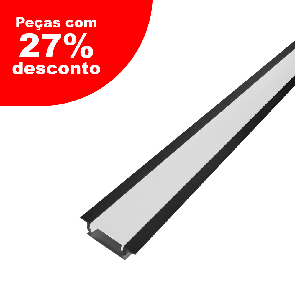 Perfil AL 2407 Embutir Preto 1 M