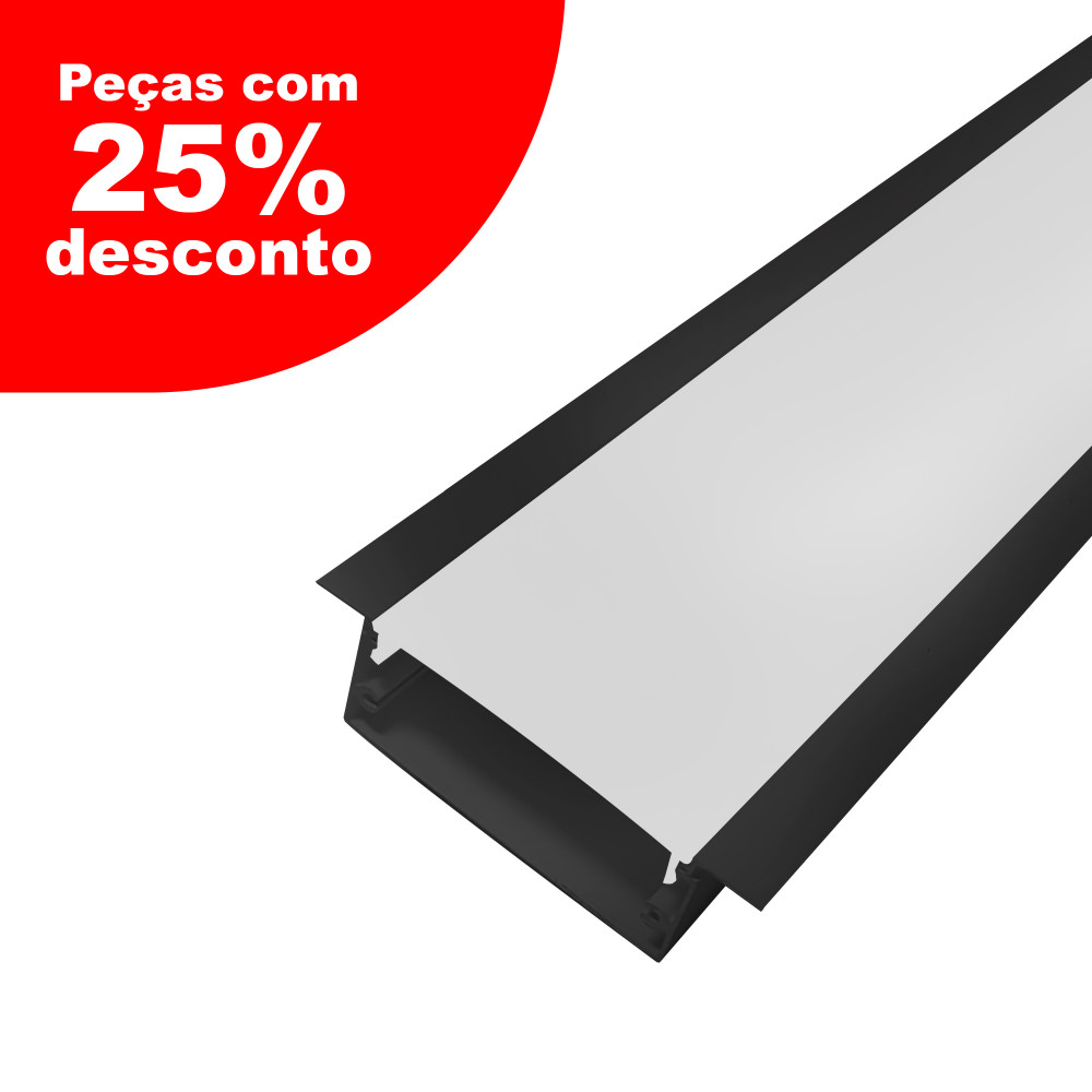 Perfil AL 6420 Embutir Preto 3 M