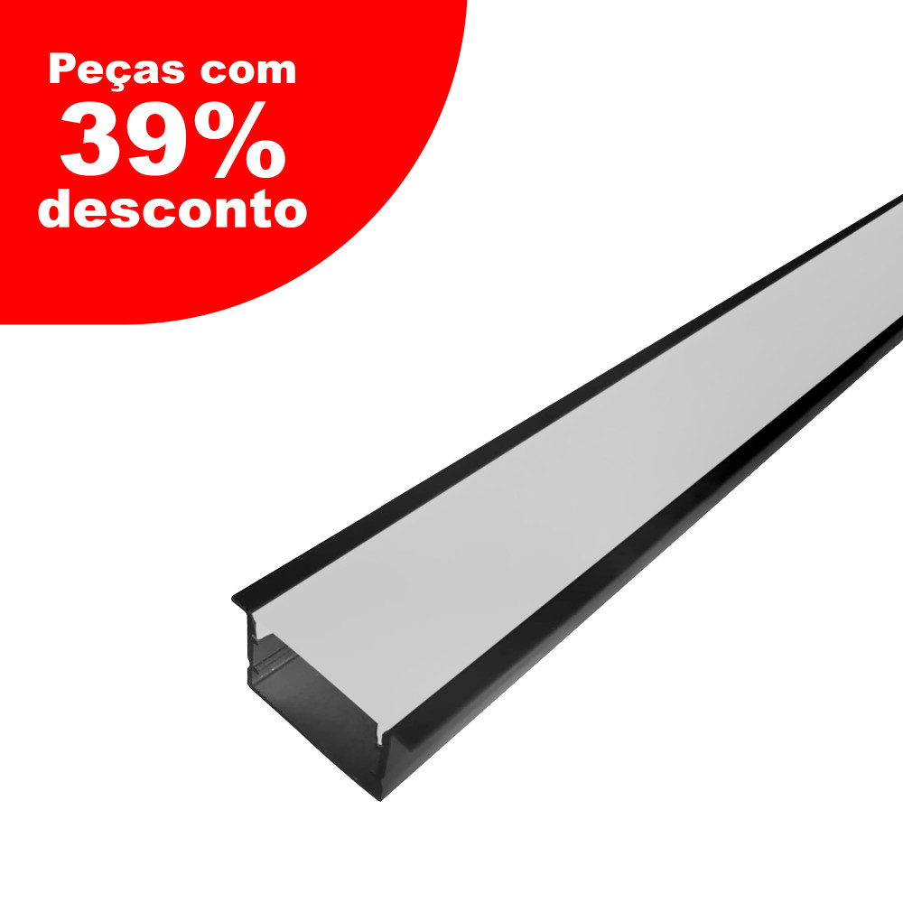 Perfil AL 3315 Embutir Preto 2 M