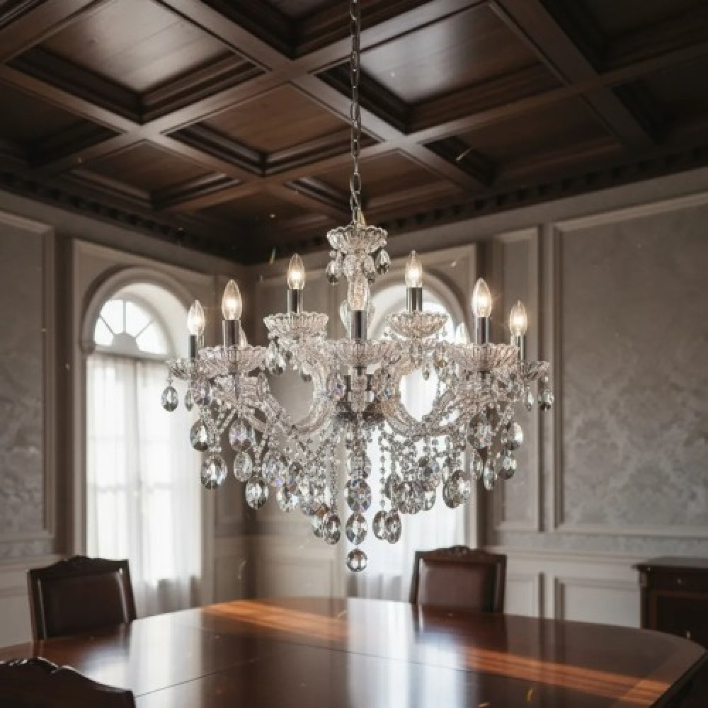 Lustre Maria Tereza Âmbar 8 Soquetes E14