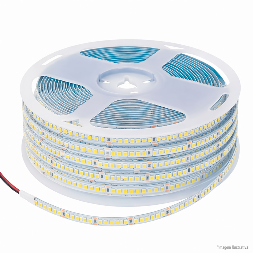 Fita 120 Leds IP20 8mm 4000K<br>127v 8w 800Lu R 100m (Ow).