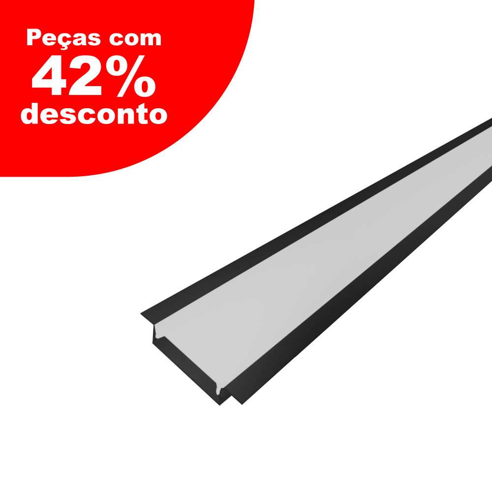 Perfil AL 4110 Embutir Preto 3 M