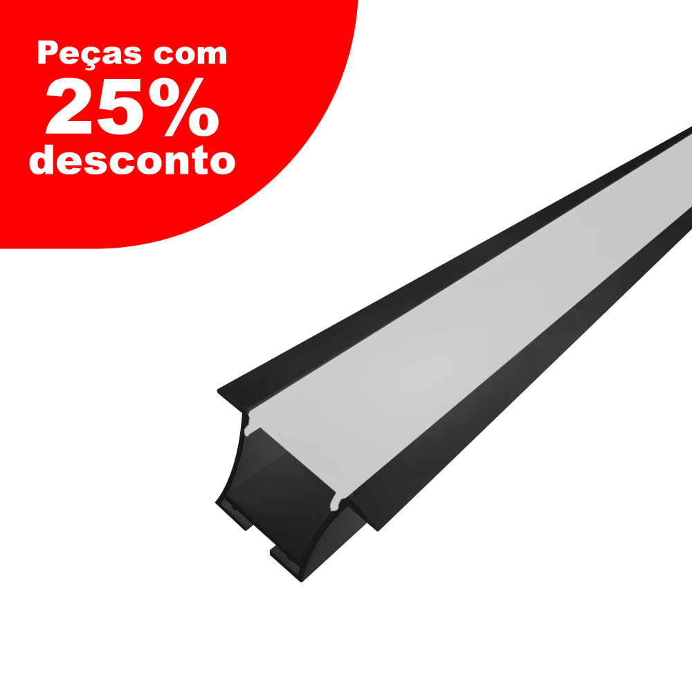 Perfil AL 3628 Embutir Preto 3 M