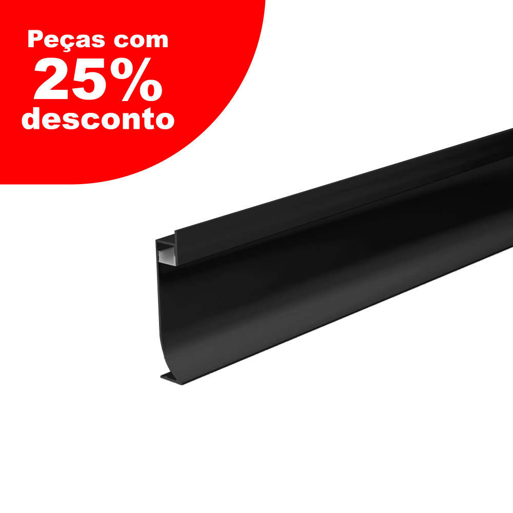Perfil AL 7214 Rodapé Preto 6 M