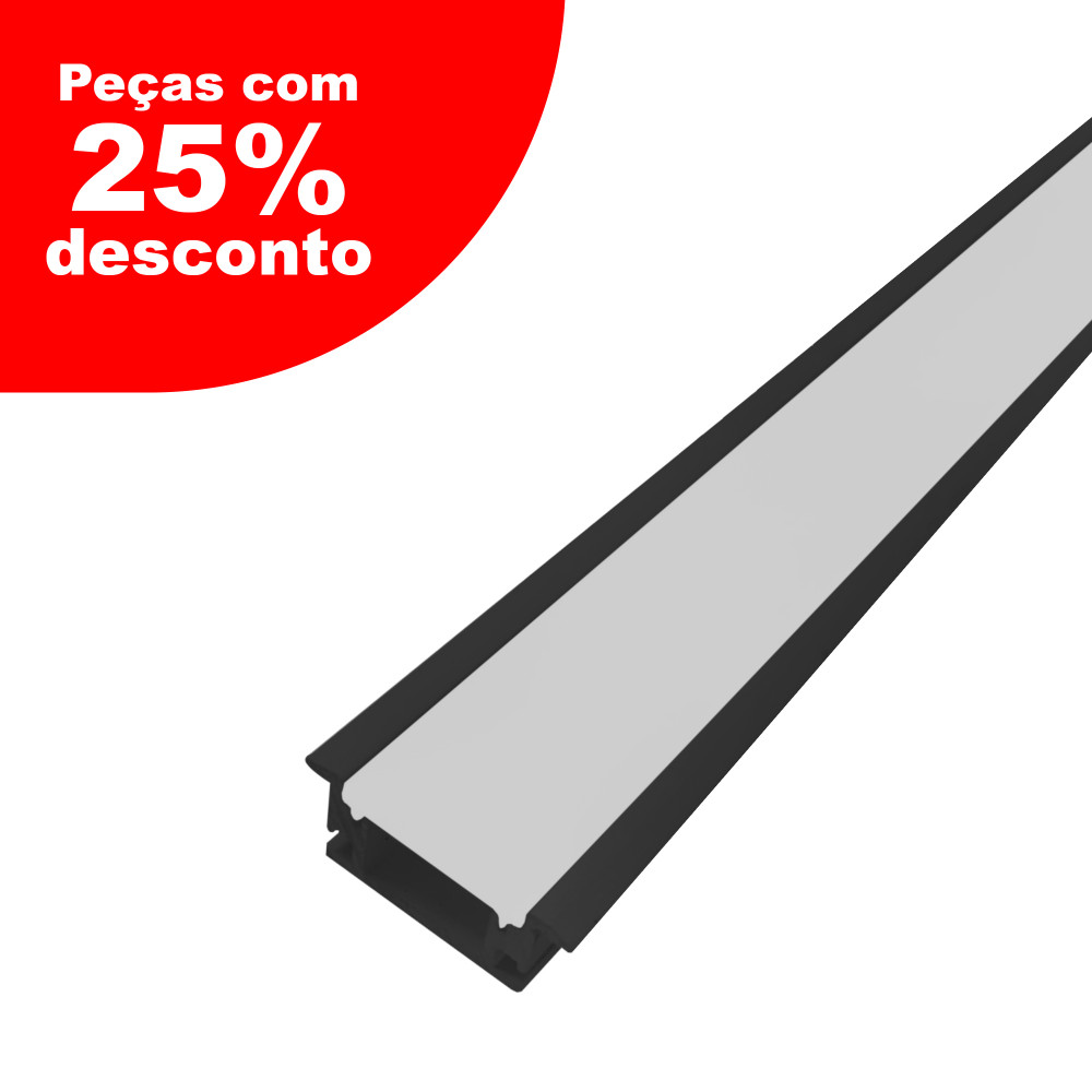 Perfil AL 2811 Piso Embutir Preto 1 M