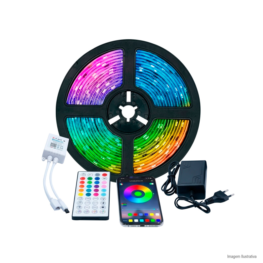 Fita RGB 54 Leds 5050 12v IP44 5w 10mm Rolo 5m (Kv)