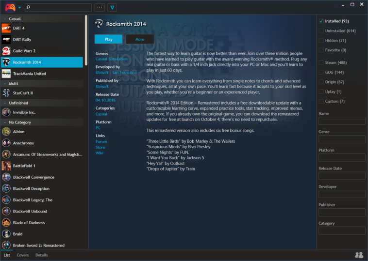 Playnite: Ordena tus juegos de Steam, GOG, Origin y Uplay en un solo lugar