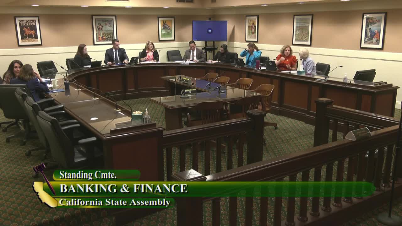 Assembly Standing Committee on Banking and Finance Video