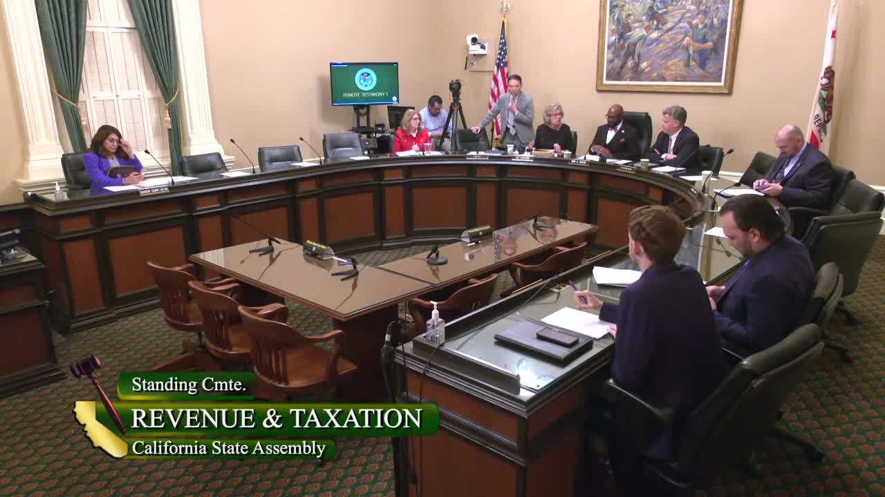 Assembly Standing Committee on Revenue and Taxation Video