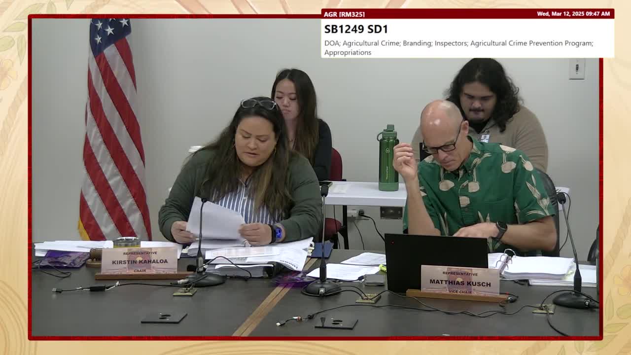 House Standing Committee on Agriculture & Food Systems