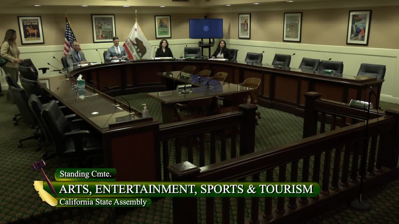Assembly Standing Committee on Arts, Entertainment, Sports, and Tourism  Video