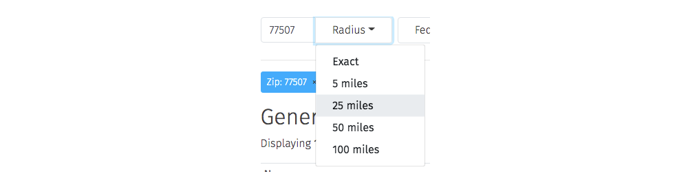 search by radius in miles