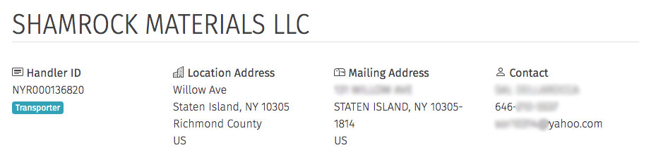 waste handler contact information from database