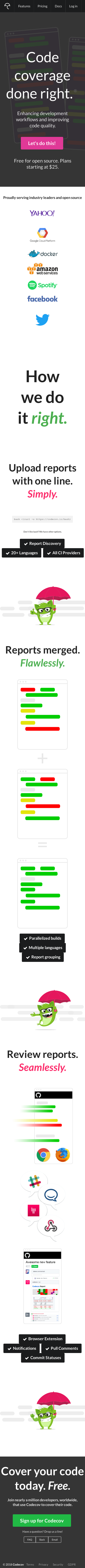 Example of Design for Computers & Electronics, Software, Business & Productivity Software, Mobile Landing Page by codecov.io | Mobile Landing Page Design