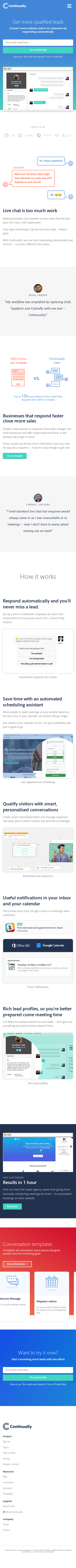Example of Design for Internet & Telecom, Web Services, Mobile Landing Page by continual.ly | Mobile Landing Page Design