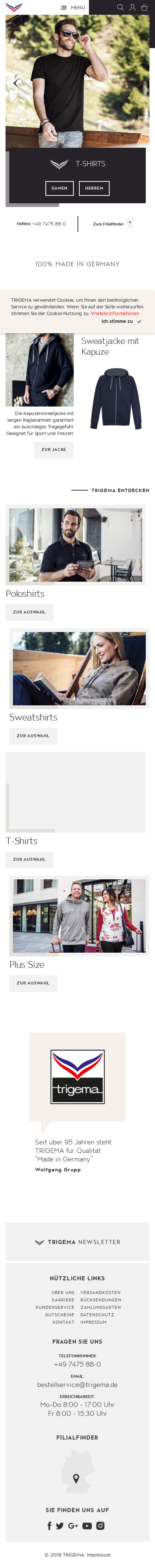 Example of Design for Shopping, Apparel, Casual Apparel, Mobile Landing Page by trigema.de | Mobile Landing Page Design