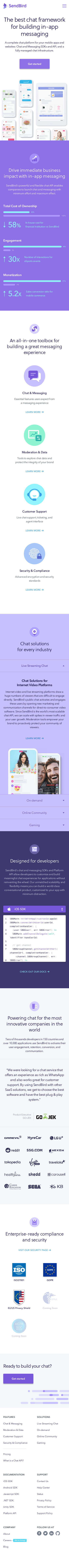 Example of Design for Computers & Electronics, Mobile Landing Page by sendbird.com | Mobile Landing Page Design