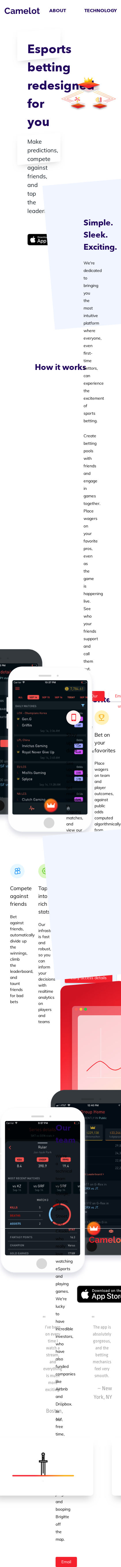 Example of Design for Games, Mobile Landing Page by camelot.ai | Mobile Landing Page Design
