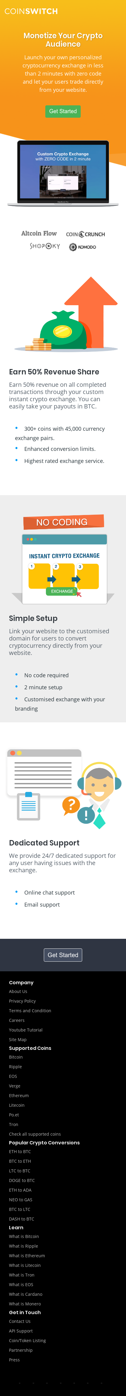 Example of Design for Finance, Investing, Currencies & Foreign Exchange, Mobile Landing Page by coinswitch.co/tools | Mobile Landing Page Design