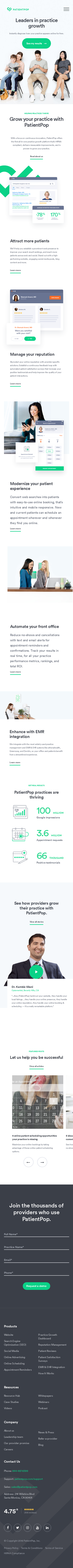 Example of Design for Health, Medical Facilities & Services, Mobile Landing Page by patientpop.com | Mobile Landing Page Design