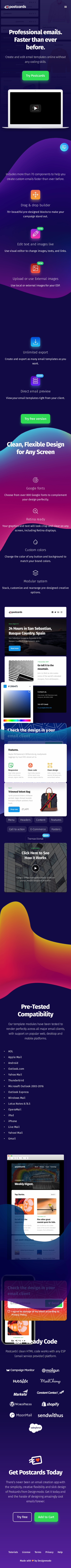 Example of Design for Shopping, Gifts & Special Event Items, Cards & Greetings, Mobile Landing Page by designmodo.com/postcards/ | Mobile Landing Page Design