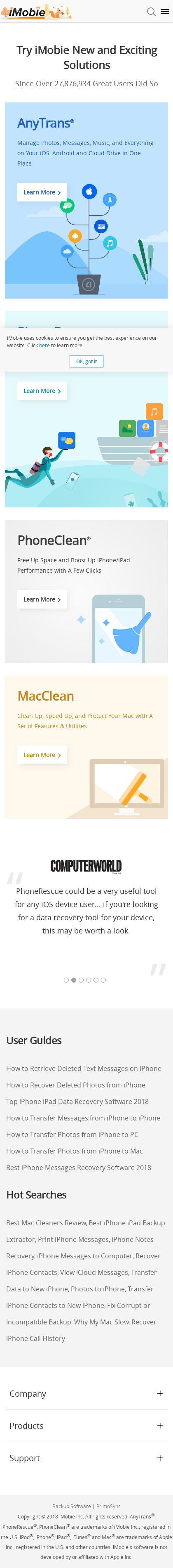 Example of Design for Computers & Electronics, Software, Mobile Landing Page by imobie.com | Mobile Landing Page Design