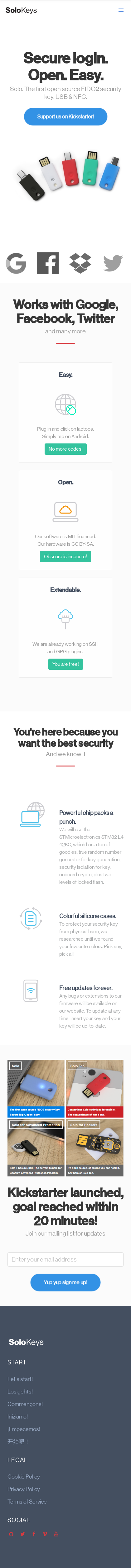 Example of Design for Computers & Electronics, Computer Security, Mobile Landing Page by solokeys.com | Mobile Landing Page Design