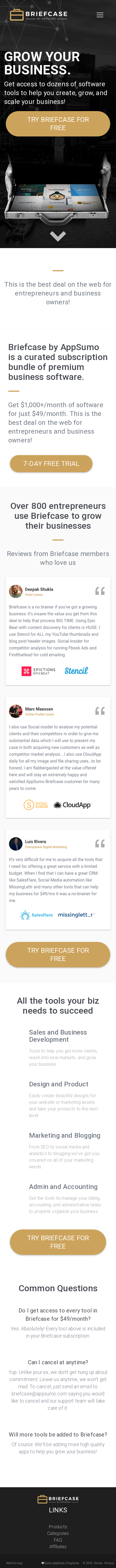 Example of Design for Business & Industrial, Mobile Landing Page by briefcasehq.com | Mobile Landing Page Design