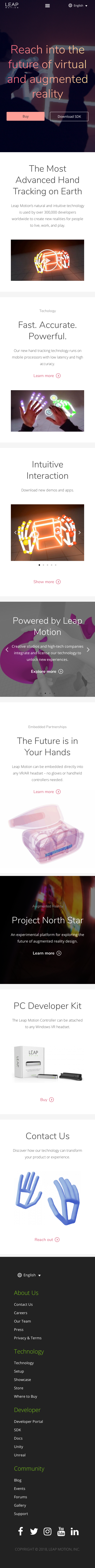Example of Design for Science, Engineering & Technology, Mobile Landing Page by leapmotion.com | Mobile Landing Page Design